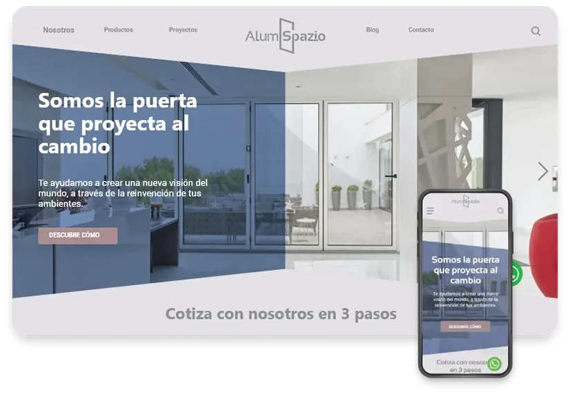 Sitio web de Alum Spazio en desktop y móvil