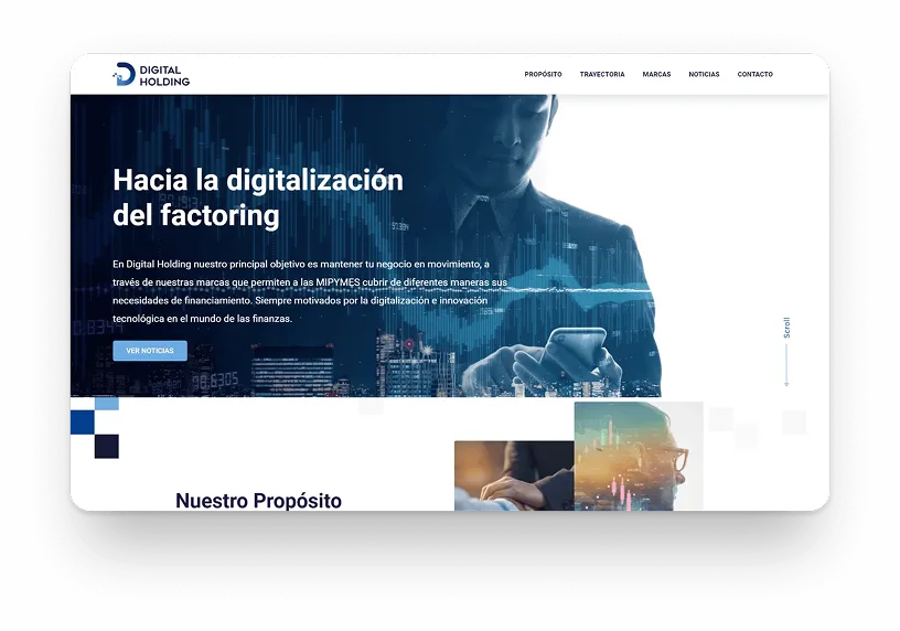 Sitio web de Digital Holding en desktop y móvil