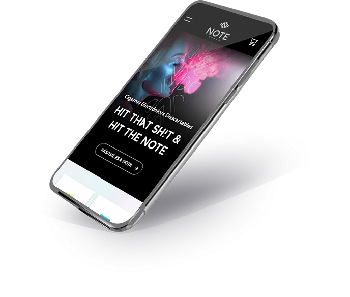 Sitio web de Note Vapor en un smartphone: Hit that sh!t & hit the note