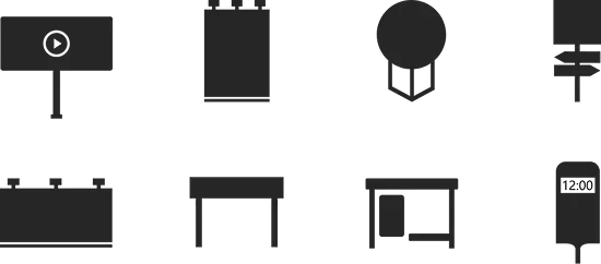 Iconografía de elementos publicitarios de Latin American Outdoors