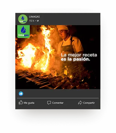 Publicación de Facebook de Lima Gas sobre parrillas