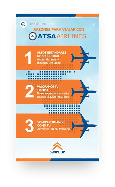 Publicación de Instagram Atsa Airlines: Razones para viajar con Atsa Airlines