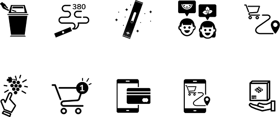 Iconografía de la identidad de marca de Note Vapor