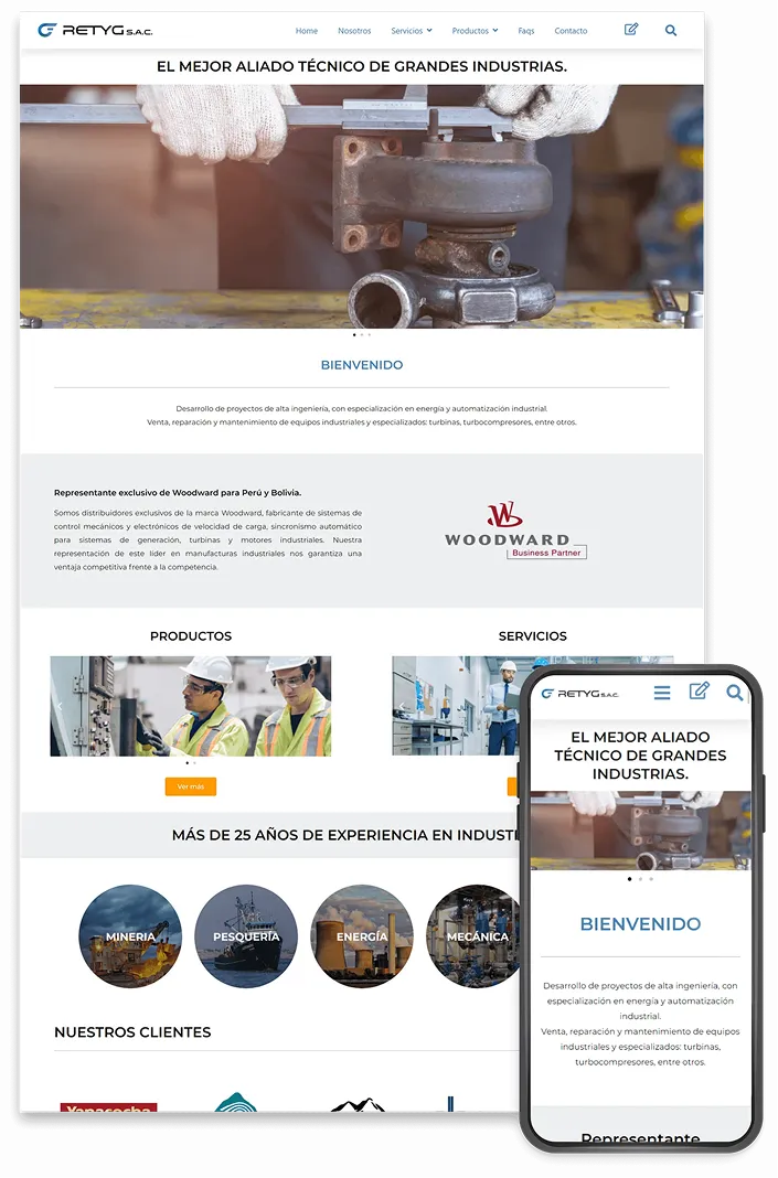 Desarrollo web de Retyg SAC en desktop y móvil