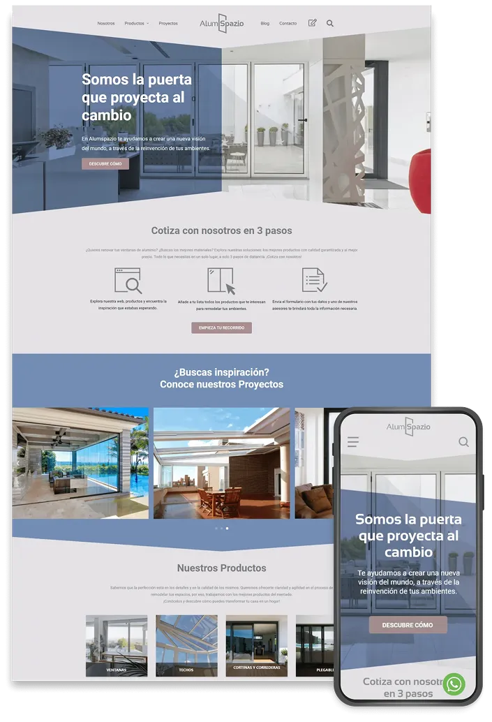 Renovación de la página web de Alum Spazio en desktop y móvil