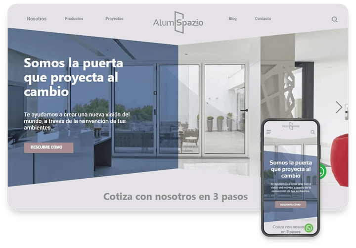 Sitio web de Alum Spazio en desktop y móvil