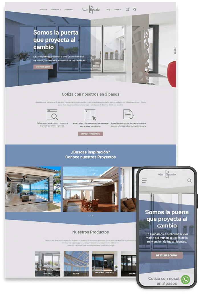 Renovación de la página web de Alum Spazio en desktop y móvil