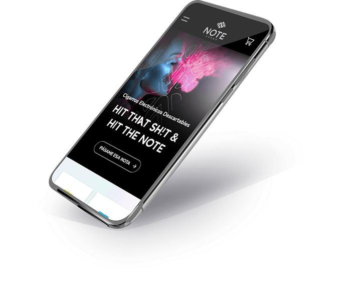 Sitio web de Note Vapor en un smartphone: Hit that sh!t & hit the note