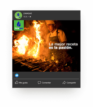 Publicación de Facebook de Lima Gas sobre parrillas